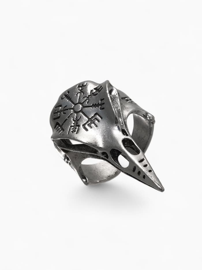 Кольцо «Коготь», череп хищника, цвет чернёное серебро, безразмерное