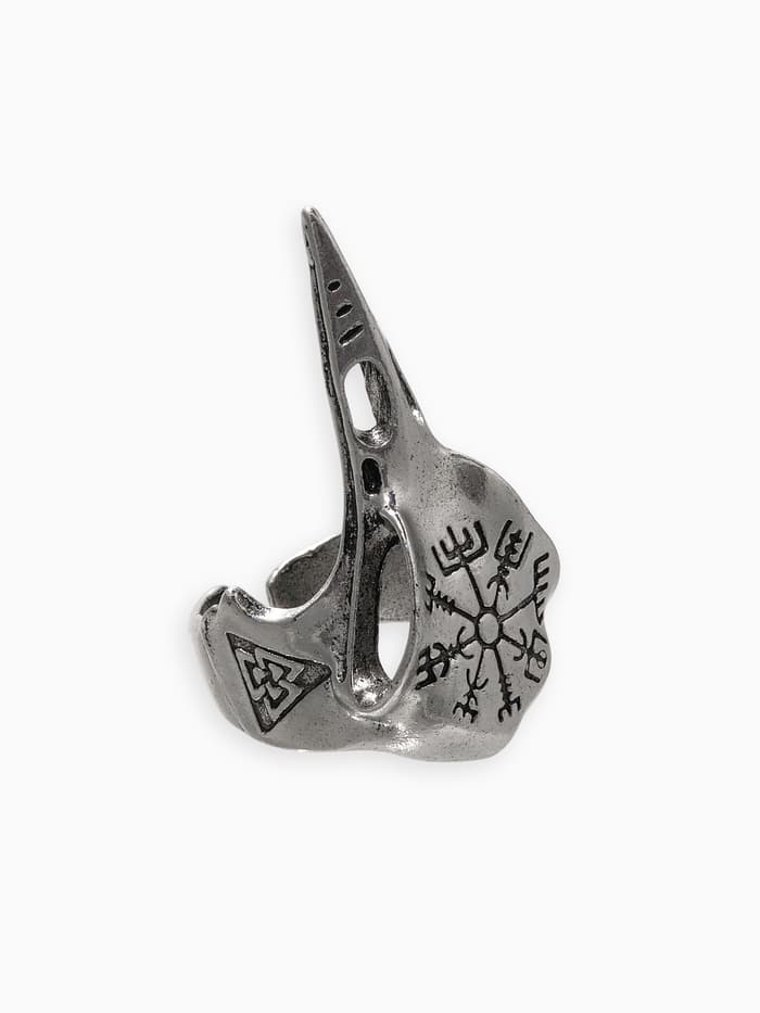 Кольцо «Коготь», череп хищника, цвет чернёное серебро, безразмерное