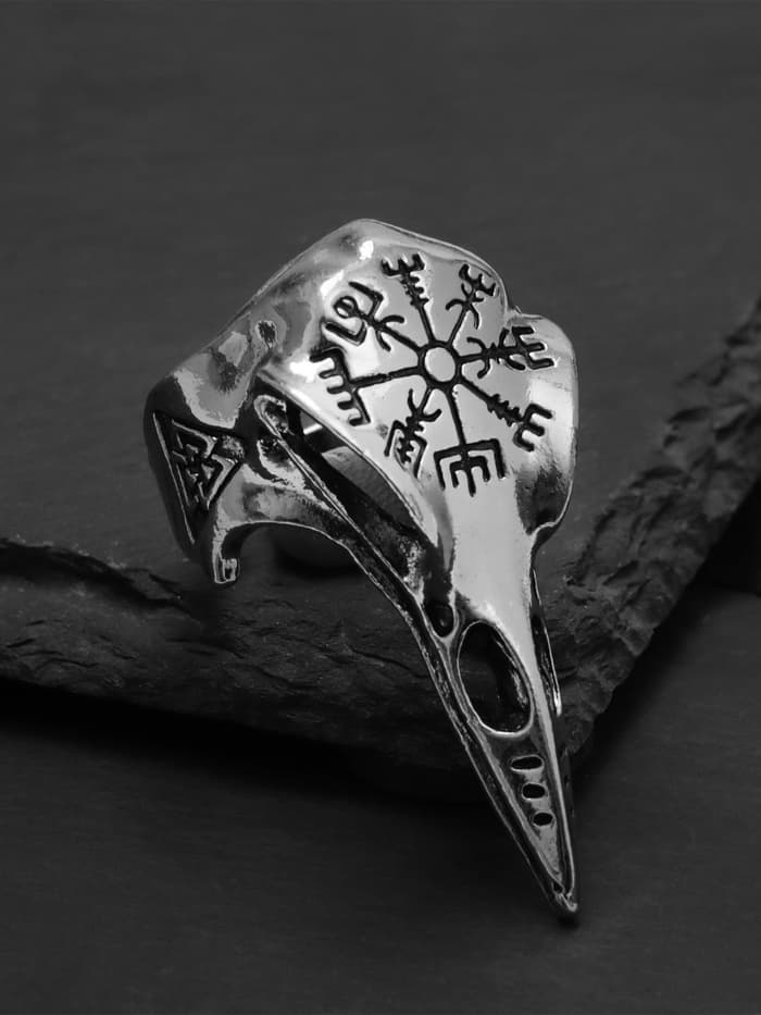 Кольцо «Коготь», череп хищника, цвет чернёное серебро, безразмерное