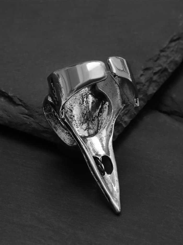 Кольцо «Коготь», череп хищника, цвет чернёное серебро, безразмерное