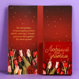 Открытка с местом под шоколадку «Золотому учителю», размер 19 см × 8.1 см, плотность 200 г