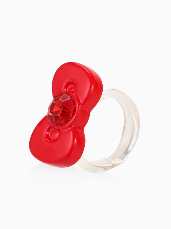 Кольцо пластиковое «Бантик», красное, 17 размер