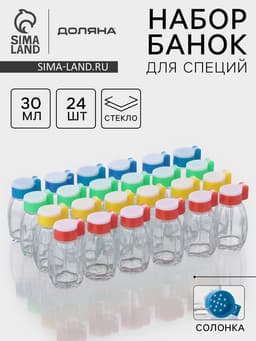 Набор солонок Доляна «Грани», 30 мл, 3.5×7 см, 24 шт., стекло, МИКС