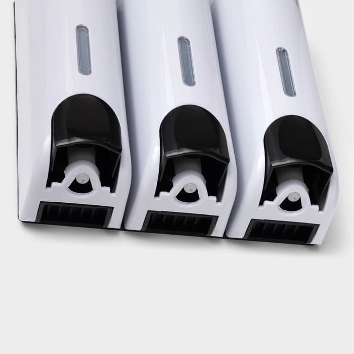 Диспенсер для мыла SAVANNA, механический, 3 отсека по 350 мл, шампунь, кондиционер, гель, белый