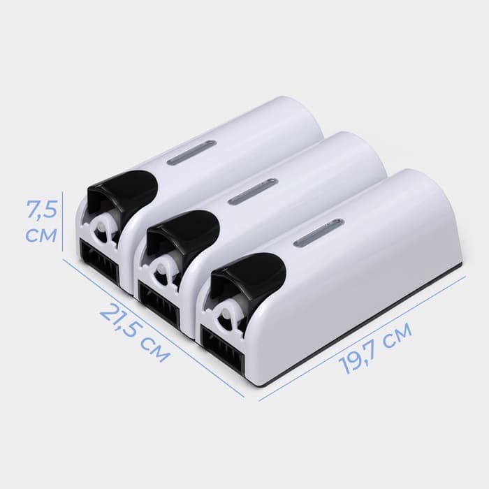 Диспенсер для мыла SAVANNA, механический, 3 отсека по 350 мл, шампунь, кондиционер, гель, белый