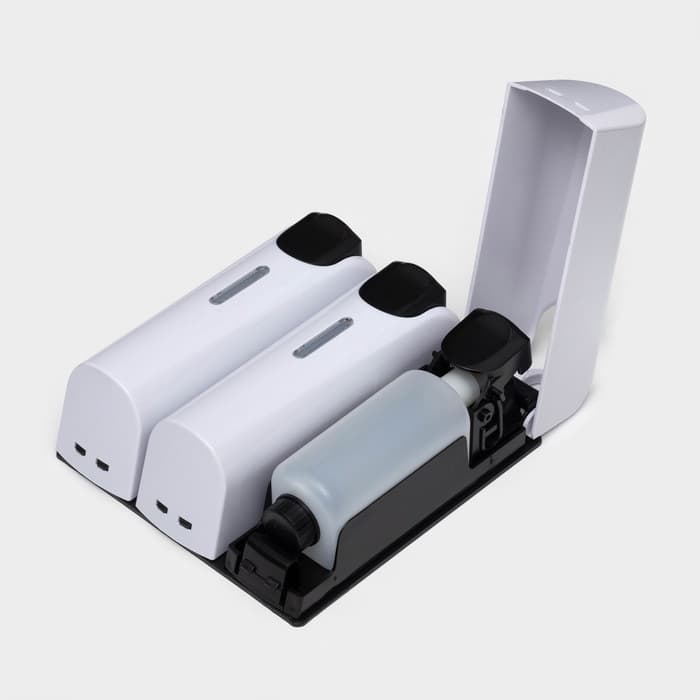 Диспенсер для мыла SAVANNA, механический, 3 отсека по 350 мл, шампунь, кондиционер, гель, белый