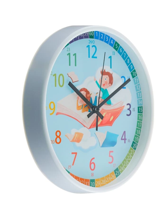 Часы настенные «Ученье свет», детские, бесшумные, плавный ход, d=25 см, от батарейки 1×АА