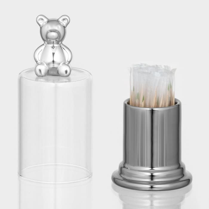 Подставка под зубочистки с крышкой «Стильный мишка», 7×7×15 см, керамика