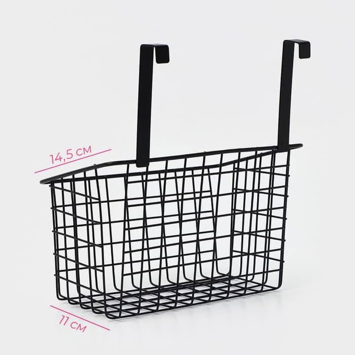 Корзина подвесная на шкаф или дверцу Доляна, 26×13.5×17 см, чёрная