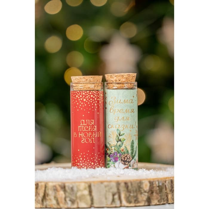 Свеча новогодняя, набор 2 шт., аромат мята и ваниль, 3×3×8 см