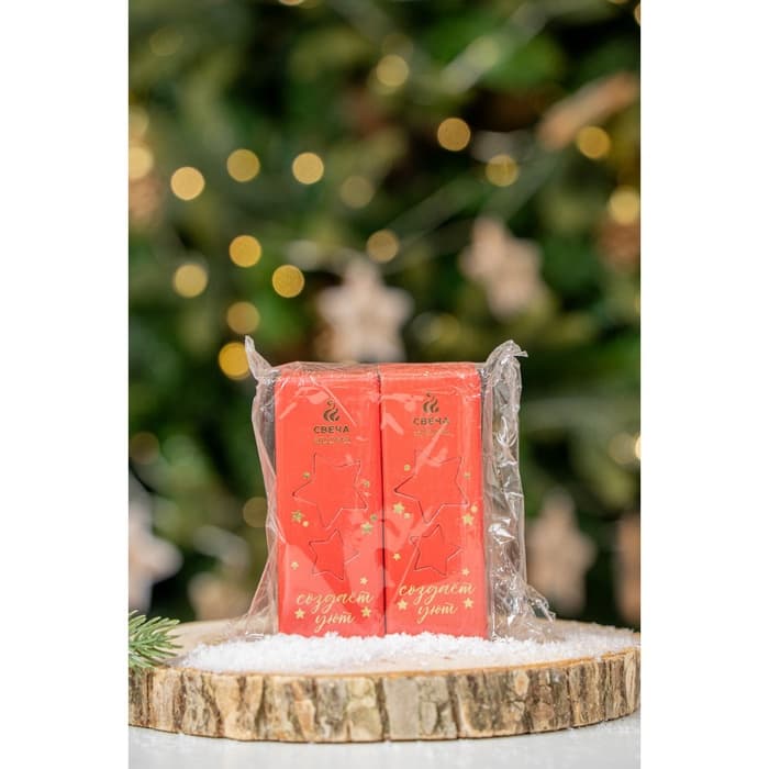 Свеча новогодняя, набор 2 шт., аромат мята и ваниль, 3×3×8 см