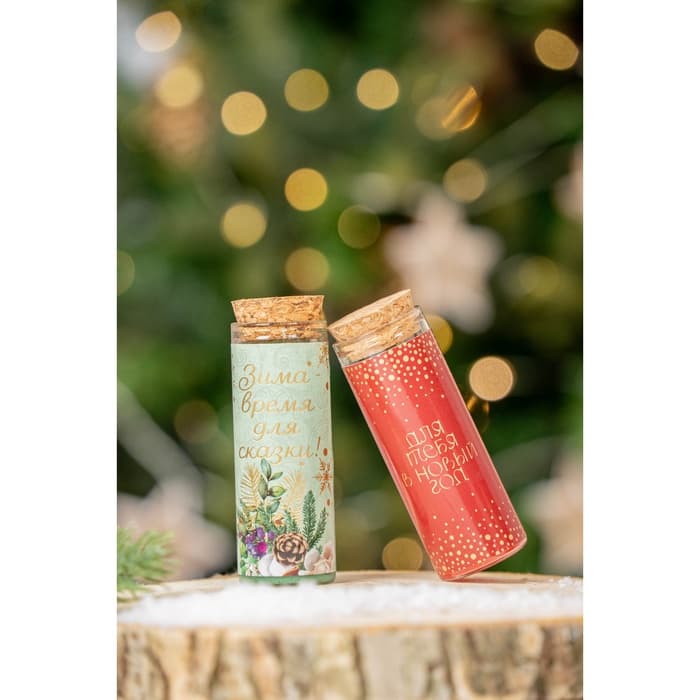 Свеча новогодняя, набор 2 шт., аромат мята и ваниль, 3×3×8 см