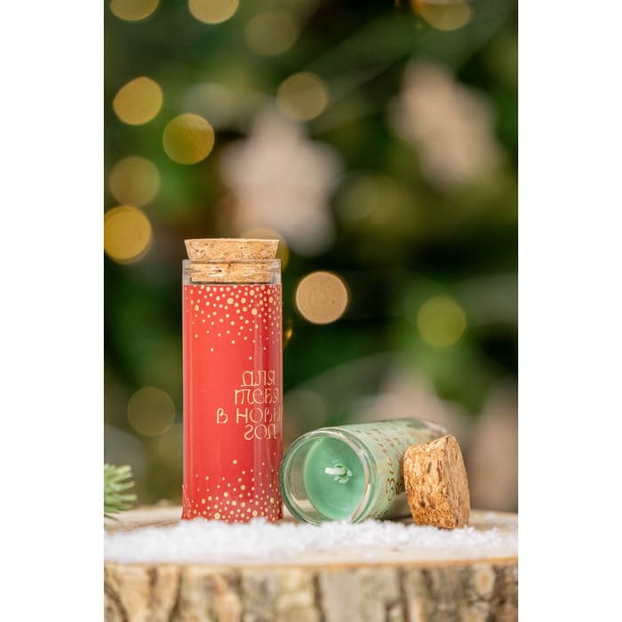 Свеча новогодняя, набор 2 шт., аромат мята и ваниль, 3×3×8 см