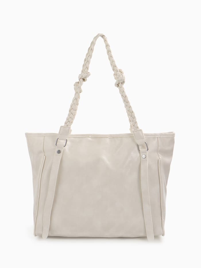 Сумка - шоппер женская на молнии, 44×10×29 см, однотонная, белая