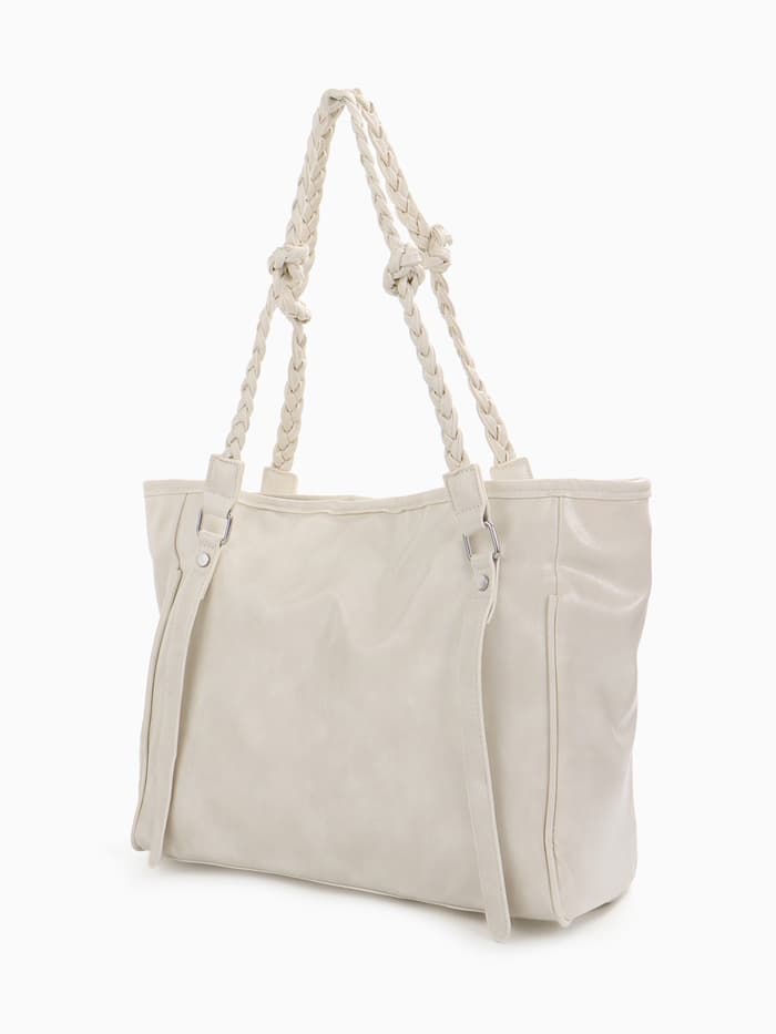 Сумка - шоппер женская на молнии, 44×10×29 см, однотонная, белая