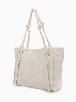 Сумка - шоппер женская на молнии, 44×10×29 см, однотонная, белая