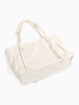 Сумка - шоппер женская на молнии, 44×10×29 см, однотонная, белая