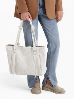 Сумка - шоппер женская на молнии, 44×10×29 см, однотонная, белая