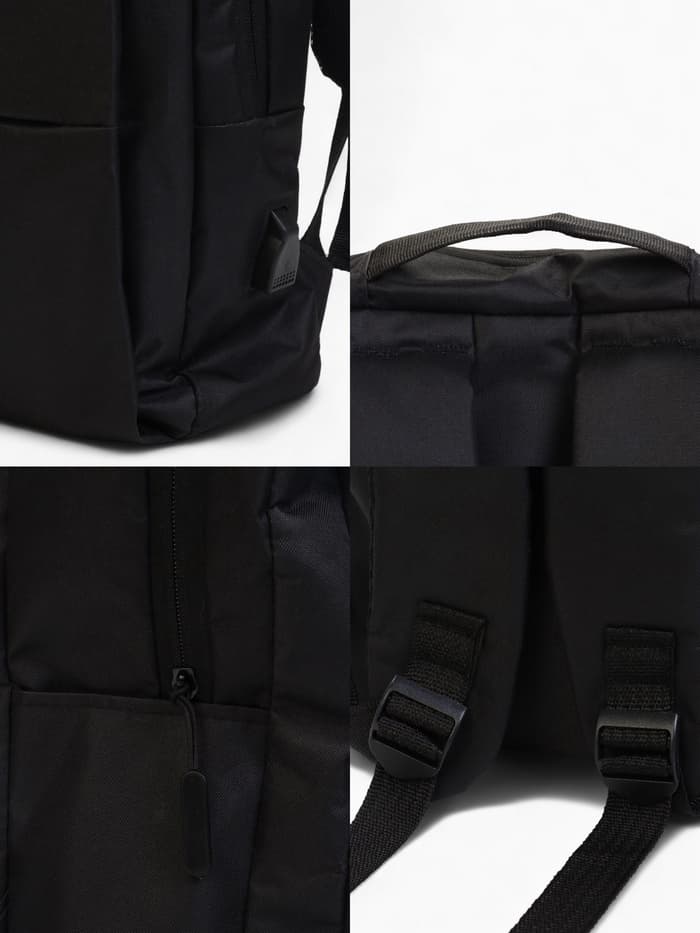 Рюкзак для ноутбука, городской, с USB, ручная кладь, 30×12×43 см, чёрный