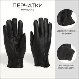 Перчатки мужские с утеплителем, безразмерные, чёрные