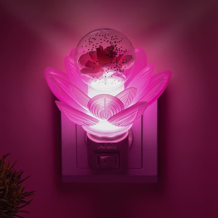 Ночник RISALUX «Розовый цветок», LED, 8×8×12 см