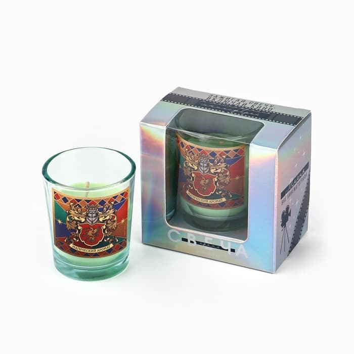Ароматическая свеча в стакане «Магический аромат», сосна, в голографической коробке, 5×6 см