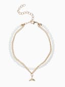 Браслет на ногу «QF. Хвост русалки», два ряда, L= 28.5 см, белый в золоте