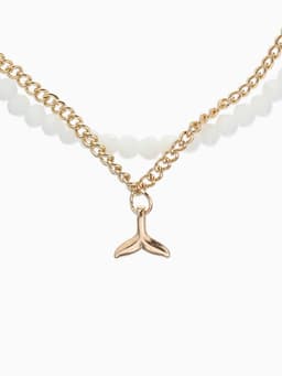 Браслет на ногу «QF. Хвост русалки», два ряда, L= 28.5 см, белый в золоте