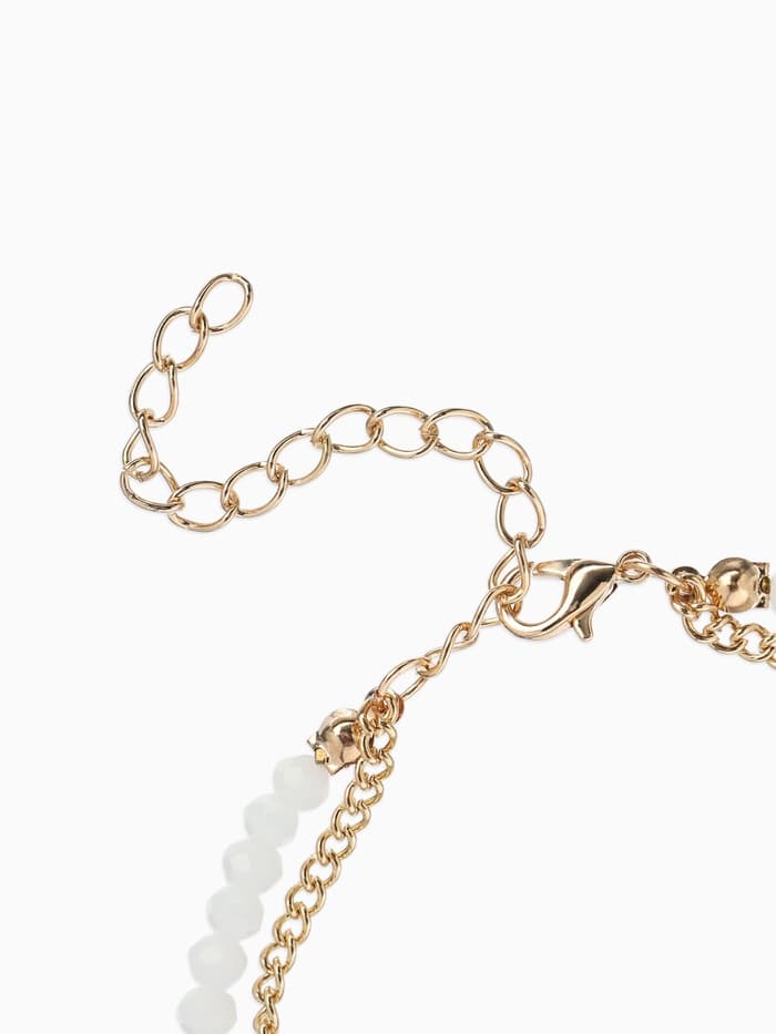 Браслет на ногу «QF. Хвост русалки», два ряда, L= 28.5 см, белый в золоте