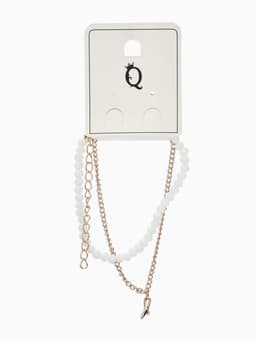 Браслет на ногу «QF. Хвост русалки», два ряда, L= 28.5 см, белый в золоте