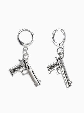 Серьги GUN пистолеты, цвет серебро