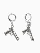 Серьги GUN пистолеты, цвет серебро