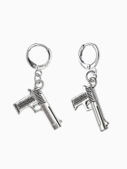 Серьги GUN пистолеты, цвет серебро