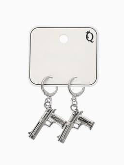 Серьги GUN пистолеты, цвет серебро