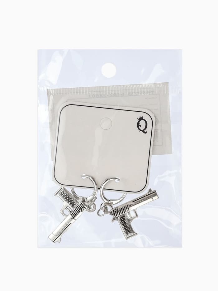 Серьги GUN пистолеты, цвет серебро