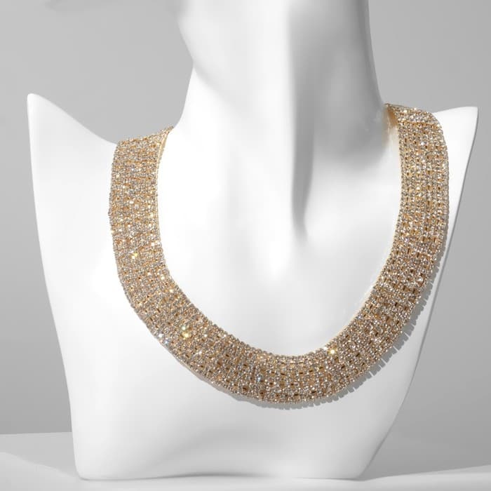 Колье «Лёд», 9 рядов, белое в золоте, 35 см