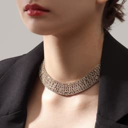 Колье «Лёд», 9 рядов, белое в золоте, 35 см