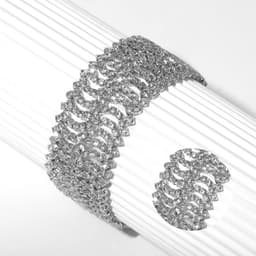 Браслет со стразами «Лёд. Волны», L=17.5 см, белый в серебре