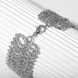 Браслет со стразами «Лёд. Волны», L=17.5 см, белый в серебре