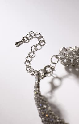 Браслет со стразами «Лёд. Волны», L=17.5 см, белый в серебре