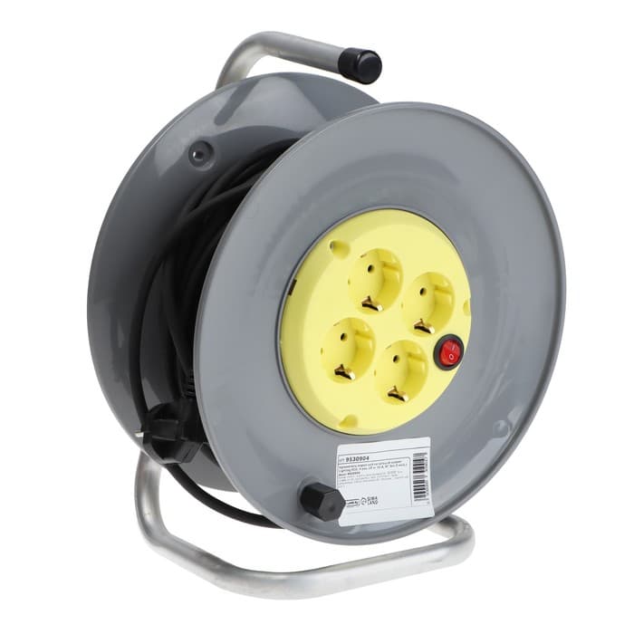 Удлинитель на катушке морозостойкий Luazon Lighting ECO, 4 розетки, 25 м, 16 А, КГ 3×1.5 мм², выключатель