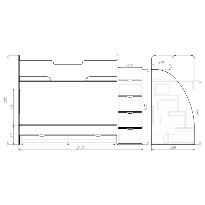 Кровать детская двухъярусная «Юниор 9», 800×1900 мм, цвет белый