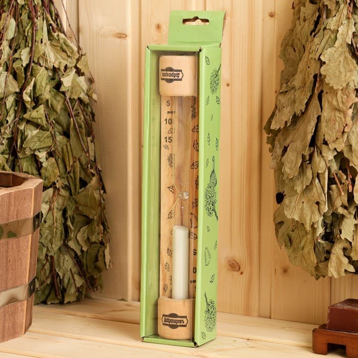 Часы песочные для бани «Время», 15 минут, дерево