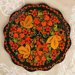 Тарелка плоская «Блинная», хохлома, ручная роспись, d=30, МИКС