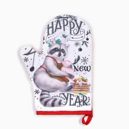 Прихватка варежка для кухни новогодняя «Доляна» Happy new year, размер 20×27 см