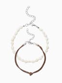 Браслеты на ногу «Ракушки», набор 2 шт. L=28 см, белые, коричневый в серебре