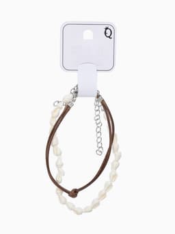 Браслеты на ногу «Ракушки», набор 2 шт. L=28 см, белые, коричневый в серебре