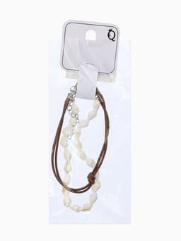 Браслеты на ногу «Ракушки», набор 2 шт. L=28 см, белые, коричневый в серебре