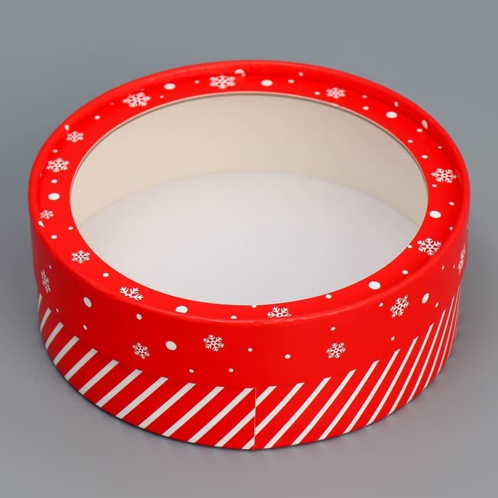 Коробка новогодняя для макарун тубус с окном «Подарок от Деда Мороза», 16×16×5 см