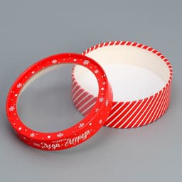 Коробка новогодняя для макарун тубус с окном «Подарок от Деда Мороза», 16×16×5 см